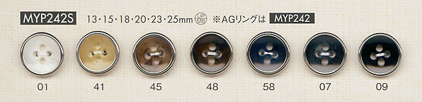 MYP242S Elegant Silver 4-hole Polyester Button DAIYA BUTTON