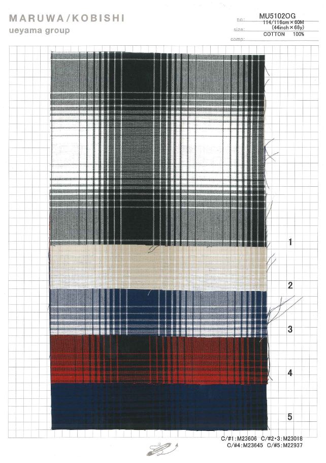 MU5102OG Typewritter Cloth On Break Check[Textile / Fabric] Ueyama Textile