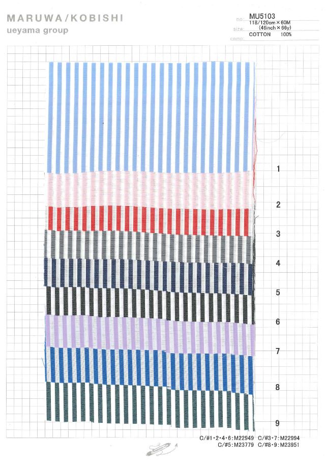 MU5103OG Typewritter Cloth Stripe[Textile / Fabric] Ueyama Textile