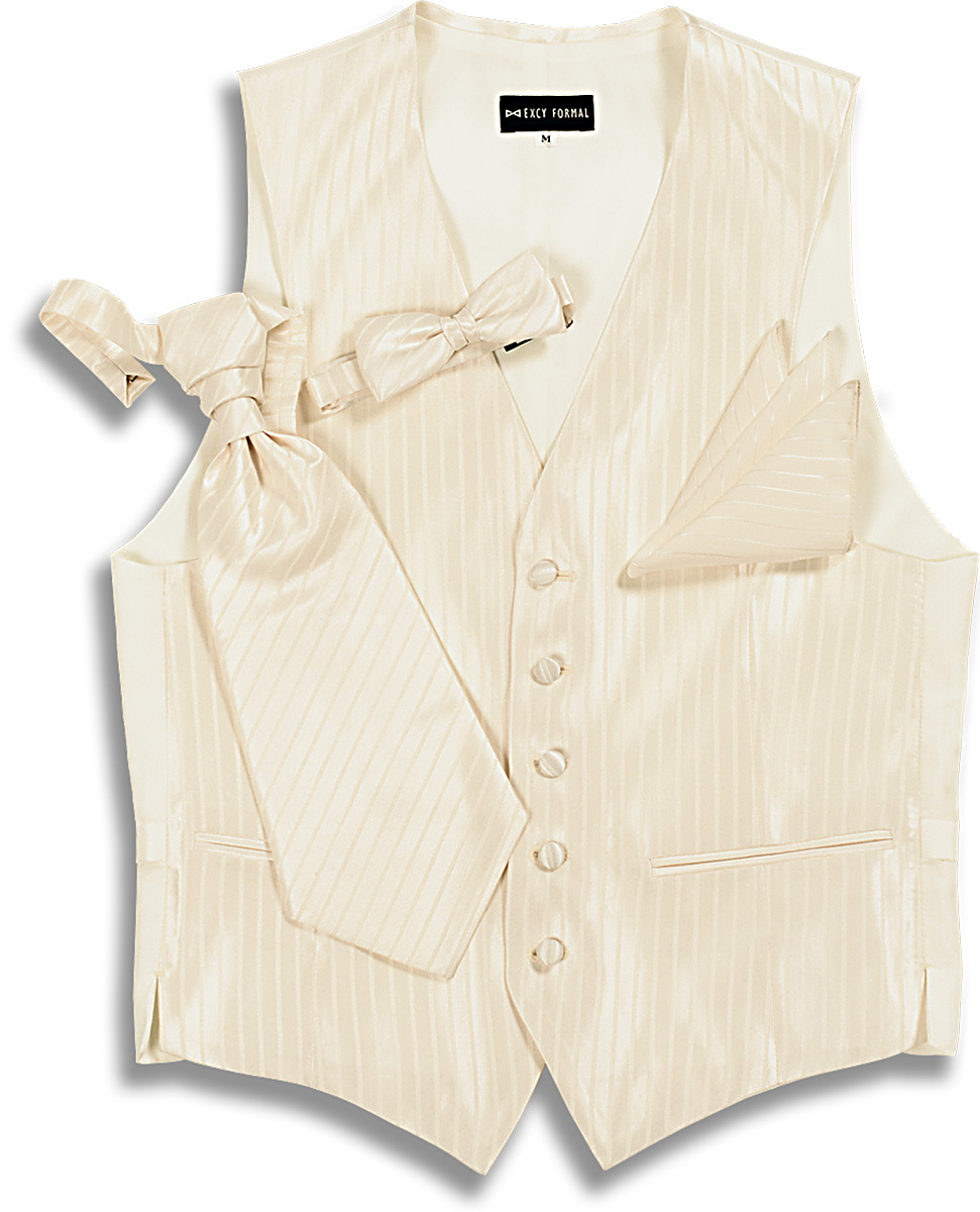 V-110W Formal Vest Silk Wool Jacquard Striped Beige[Formal Accessories] Yamamoto(EXCY)