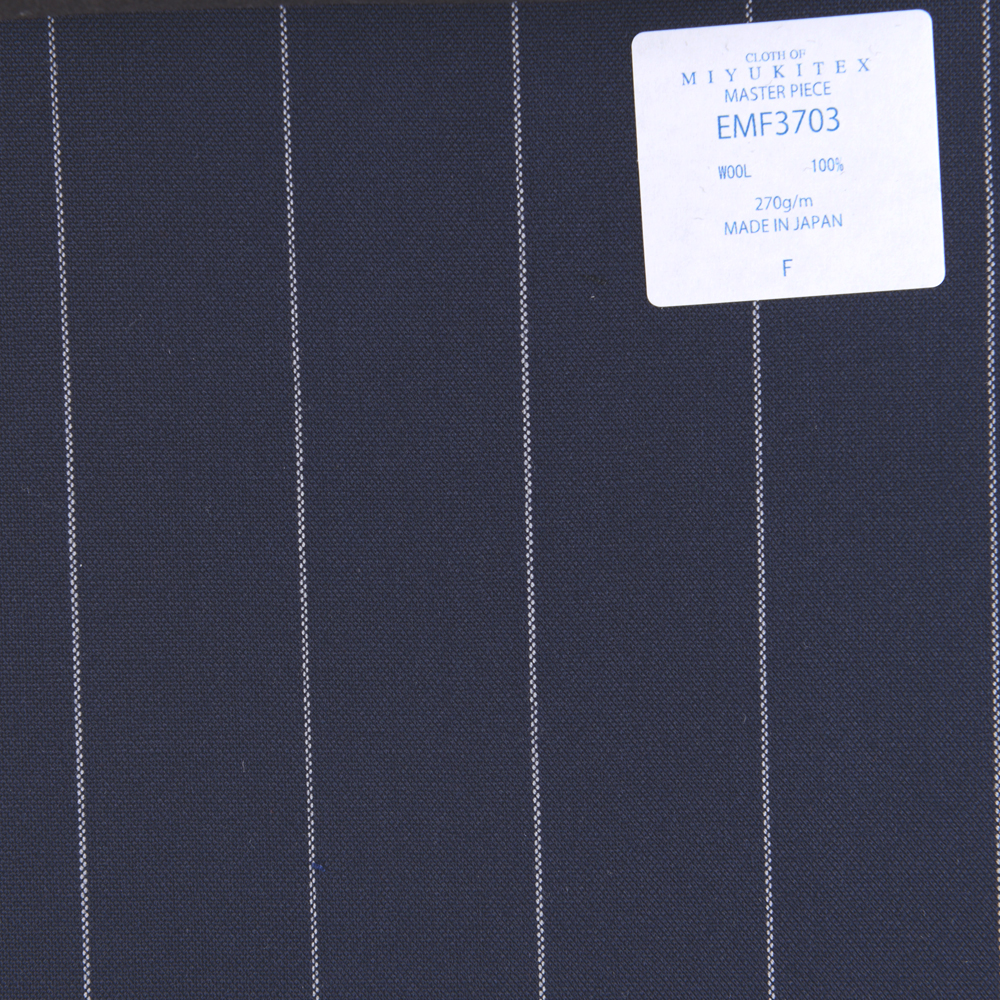 EMF3703 Masterpiece Collection Savile Row Yarn Count Series Wide Striped Navy Blue[Textile] Miyuki Keori (Miyuki)