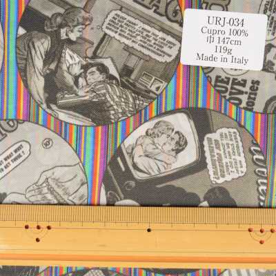 URJ-034 Made In Italy Cupra 100% Printed Lining Comic Print On Rainbow Background TCS Sub Photo