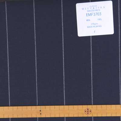 EMF3703 Masterpiece Collection Savile Row Yarn Count Series Wide Striped Navy Blue[Textile] Miyuki Keori (Miyuki) Sub Photo