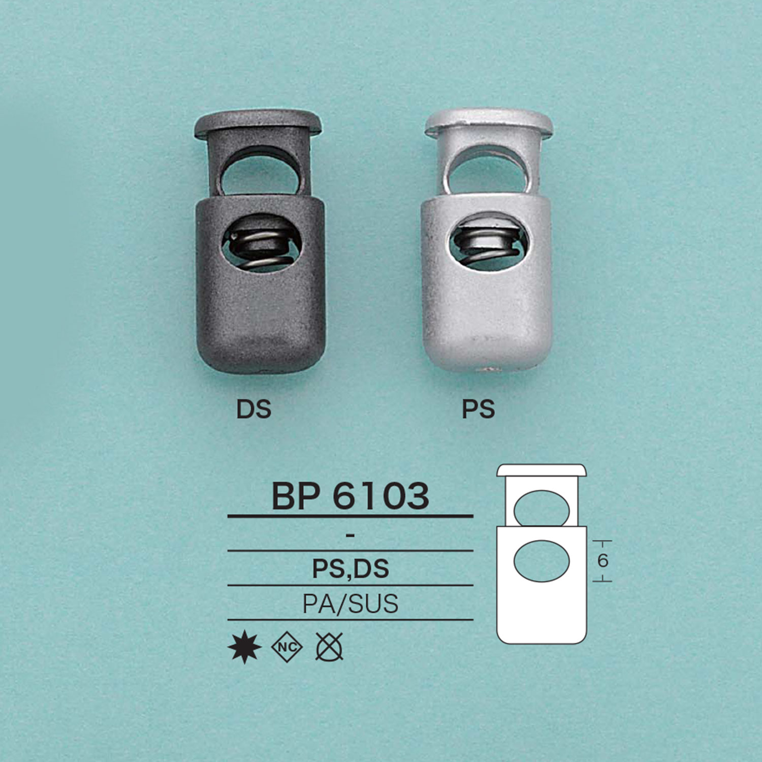 BP6103 Cylindrical Cord Lock[Buckles And Ring] IRIS