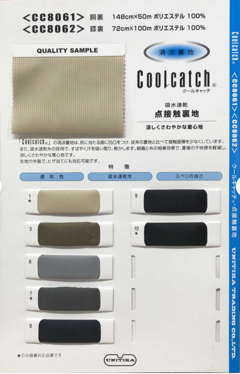 CC8062 Cool Lining Cool Catch Knee Lining UNITIKA