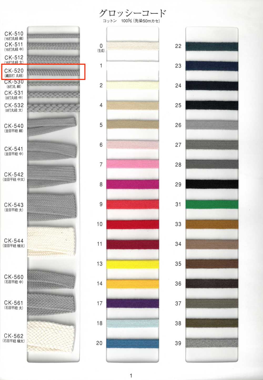 CK-520 Glossy Cord Round Cord Mesh[Ribbon Tape Cord]