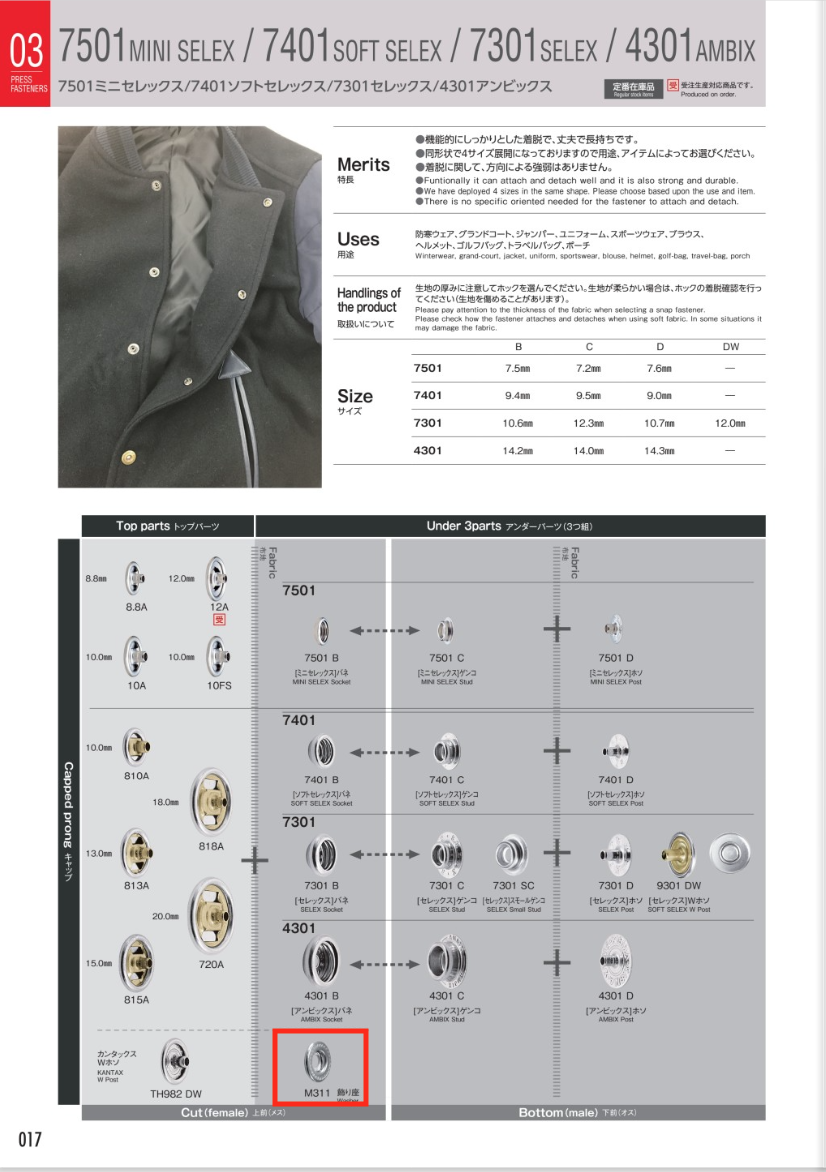 M311 Underparts Decoration Seat[Press Fastener/ Eyelet Washer] Morito