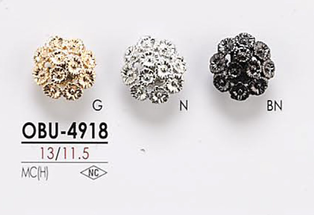 OBU4918 Flower Motif Metal Button IRIS