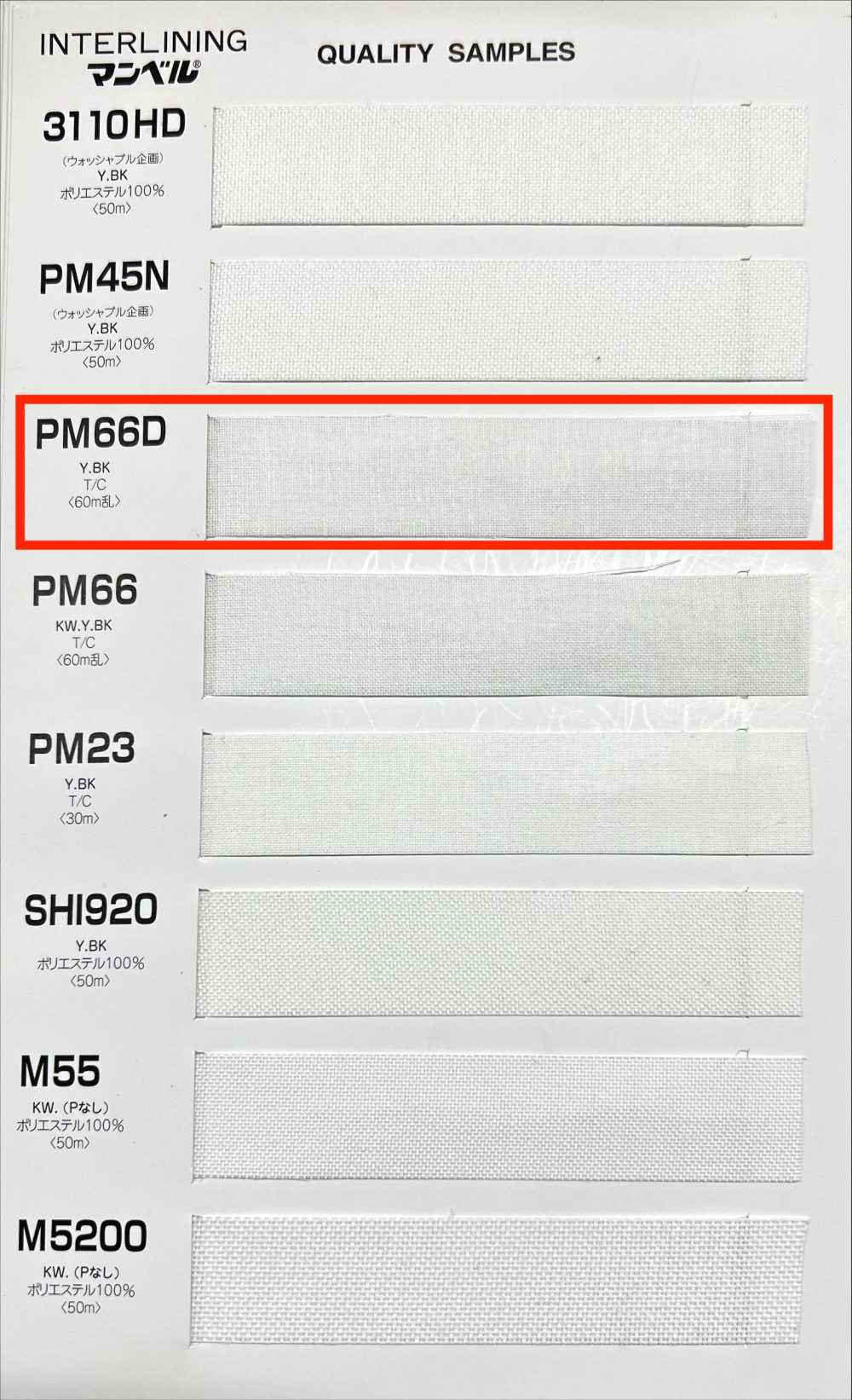 PM66D Invel Series Fusible Interlining Medium Soft Type Manvel