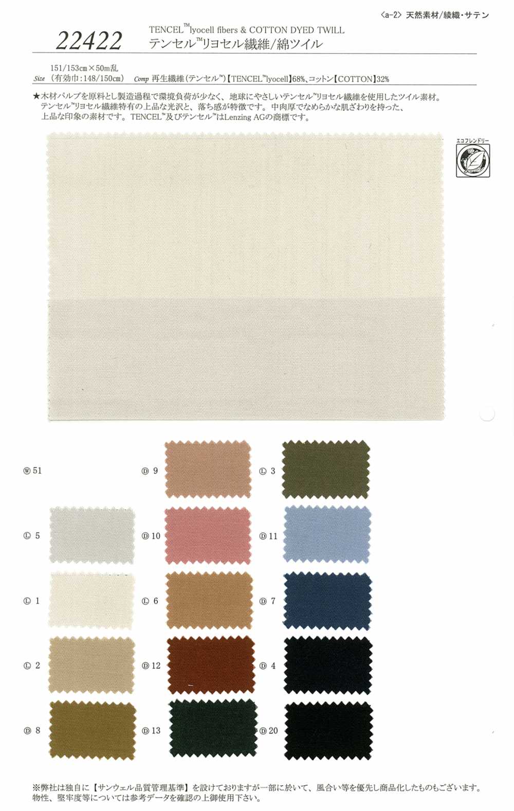 22422 Tencel ™ Lyocell Fiber / Cotton Twill[Textile / Fabric] SUNWELL