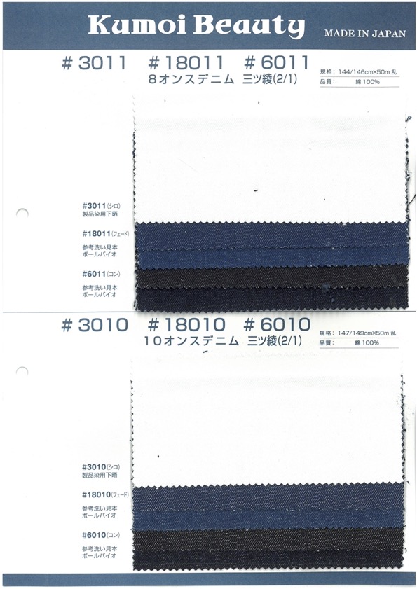 6011 8 Oz Denim Twill Weave (2/1)[Textile / Fabric] Kumoi Beauty (Chubu Velveteen Corduroy)