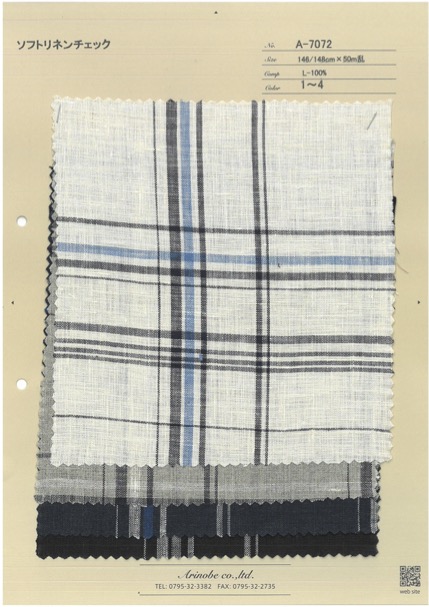 A-7072 Soft Linen Check[Textile / Fabric] ARINOBE CO., LTD.