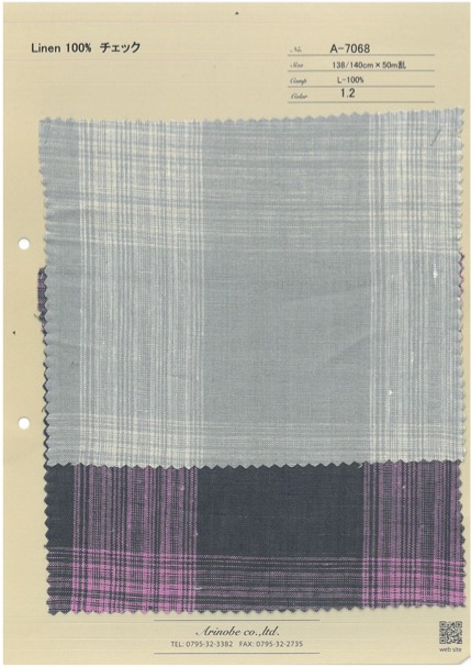 A-7068 Linen 100% Checked[Textile / Fabric] ARINOBE CO., LTD.