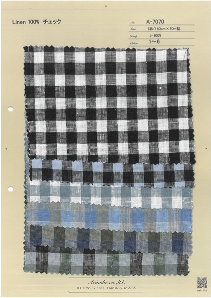 A-7070 Linen 100% Checked[Textile / Fabric] ARINOBE