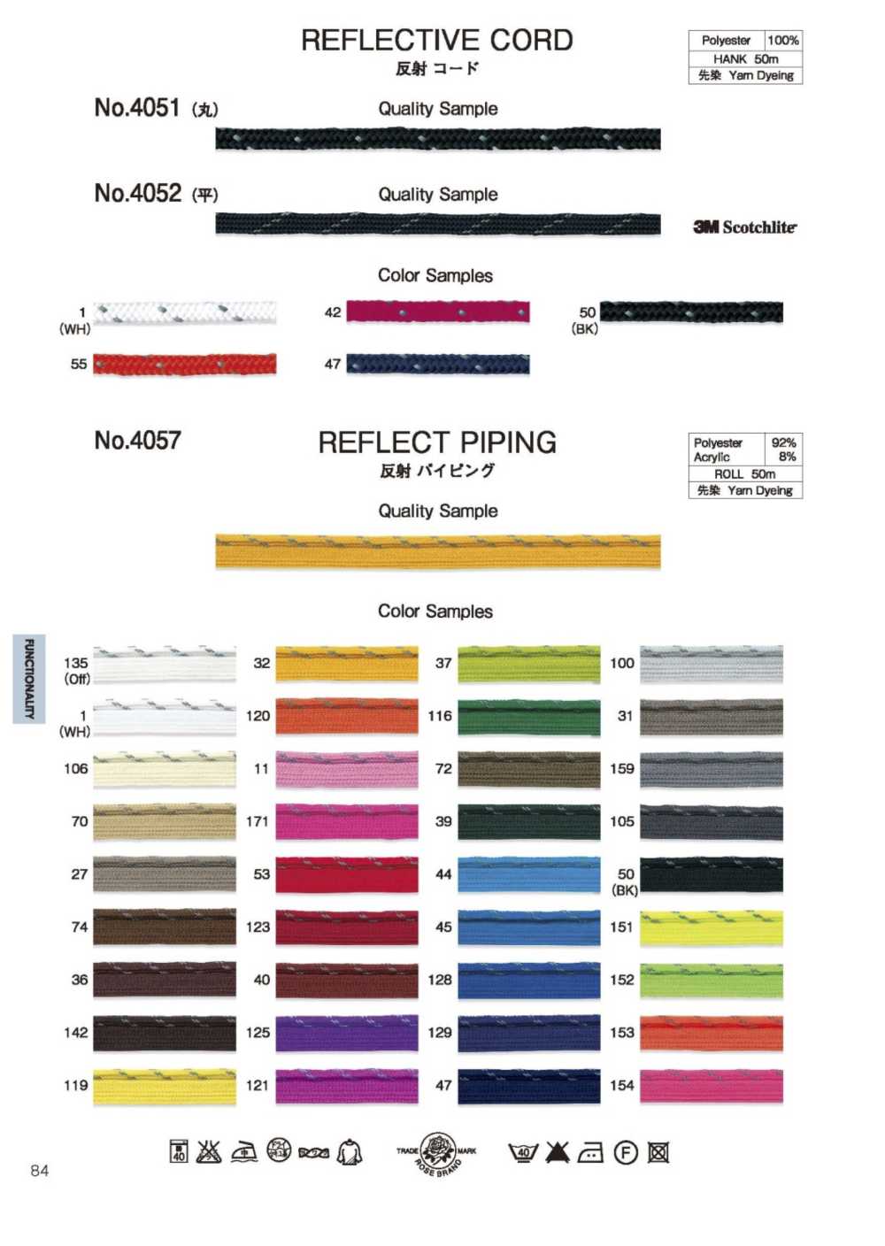 4052 Roll Shooting Cord(Flat) (Approx. 5 Mm)[Ribbon Tape Cord] ROSE BRAND(Marushin)