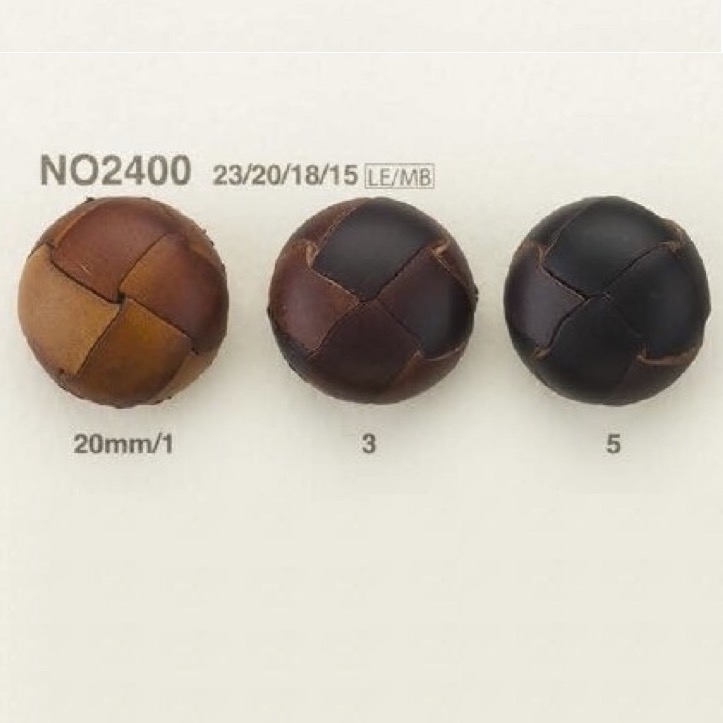 NO2400 Leather/brass Rectangle Ring Button IRIS