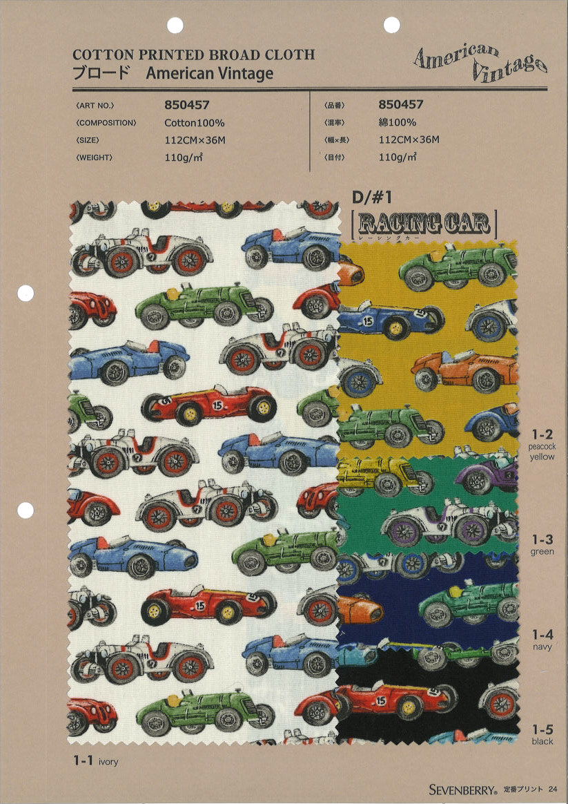 850457 SEVENBERRY® Broadcloth American Vintage Racing Car[Textile / Fabric] VANCET