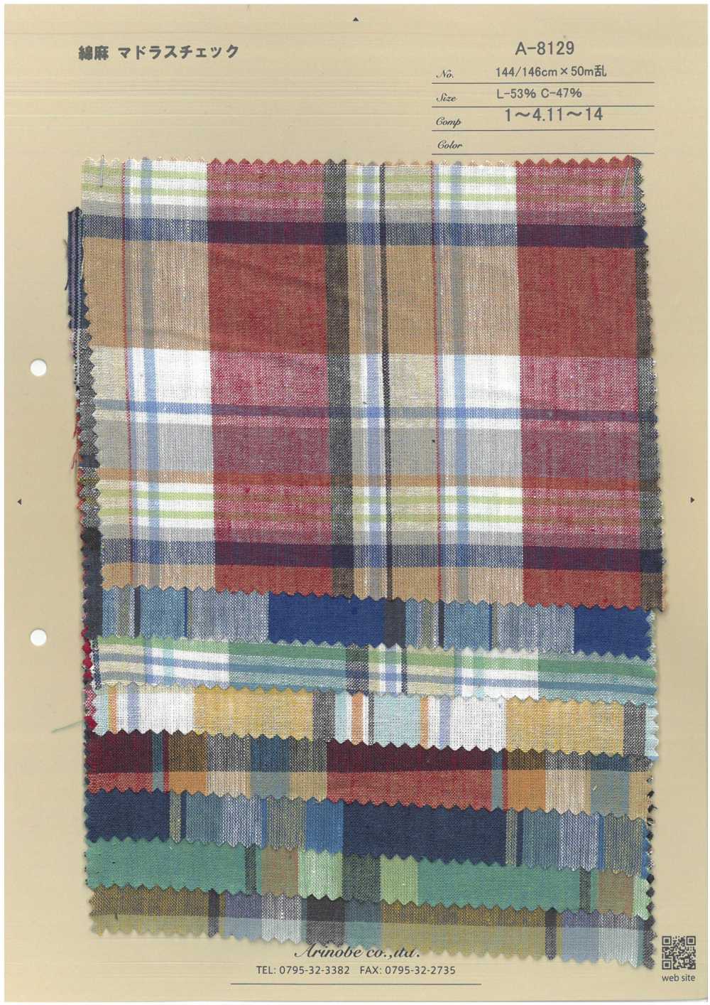 A-8129 Linen Madras Check[Textile / Fabric] ARINOBE CO., LTD.