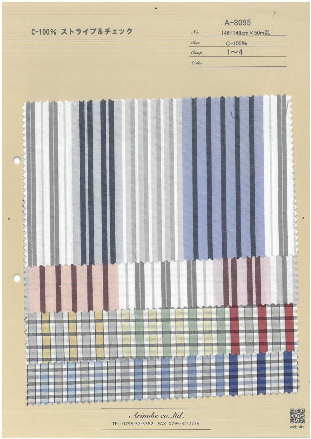 A-8095 C-100% Stripes & Checks[Textile / Fabric] ARINOBE