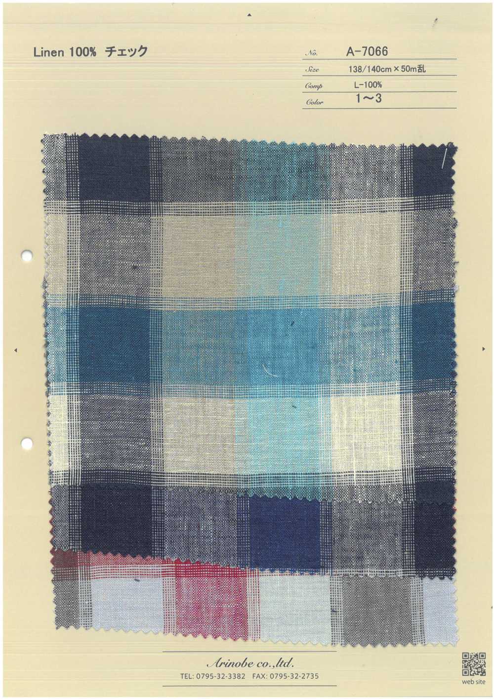 A-7066 Linen 100% Check[Textile / Fabric] ARINOBE