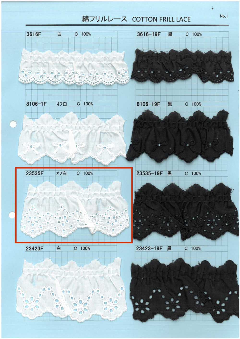 23535F Cotton Ruffle Lace Kyowa Lace