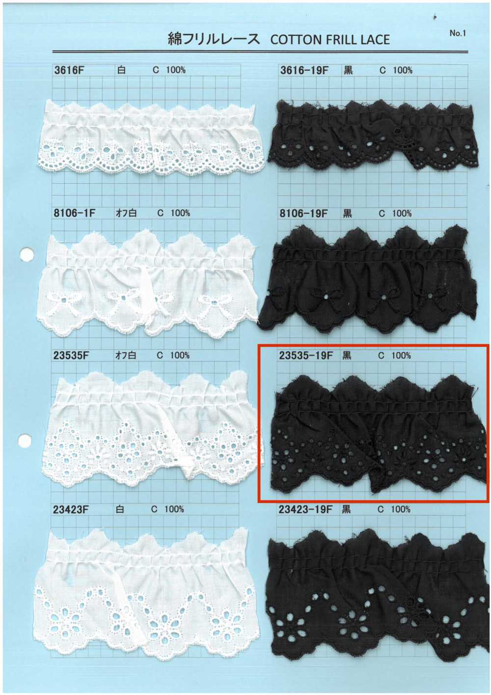 23535-19F Cotton Ruffle Lace Kyowa Lace