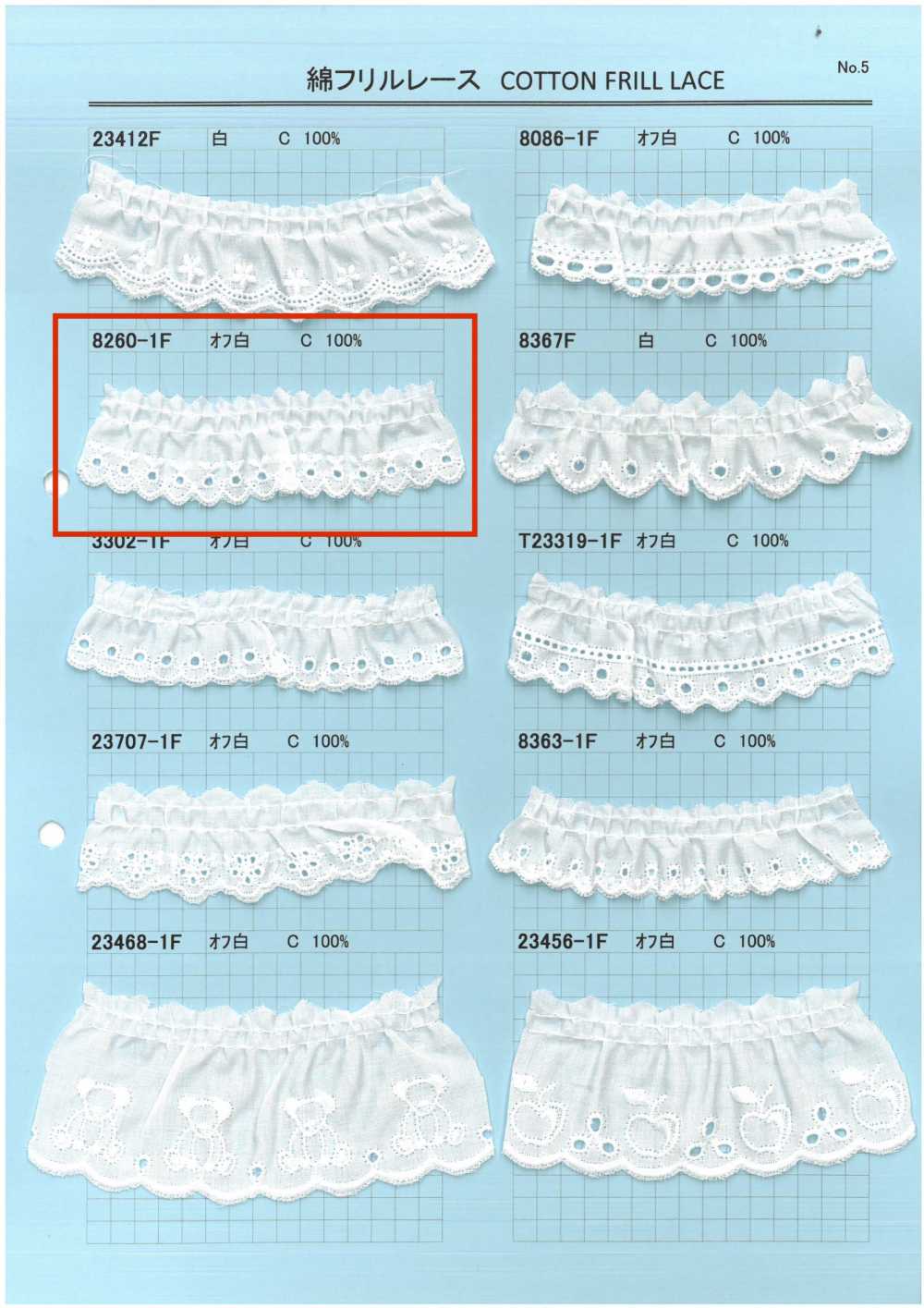 8260-1F Cotton Ruffle Lace Kyowa Lace