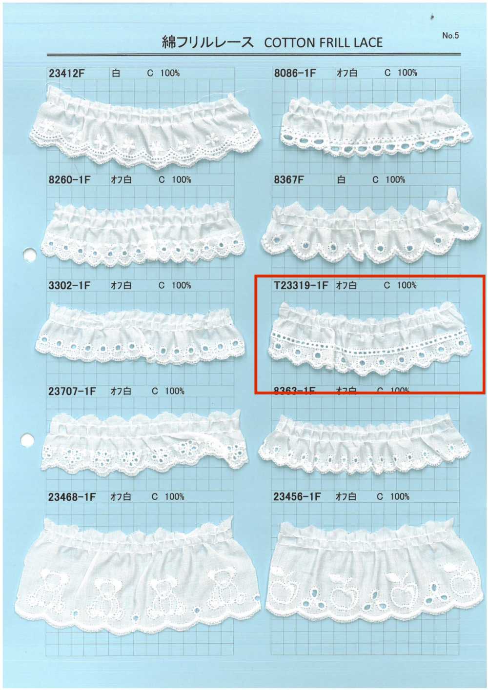 T23319-1F Cotton Ruffle Lace Kyowa Lace