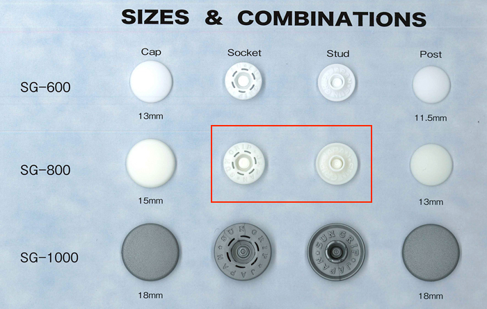 SG-800-B/C Sungrip SG800 Spring/ Stud Set[Press Fastener/ Eyelet Washer] Sun Grip