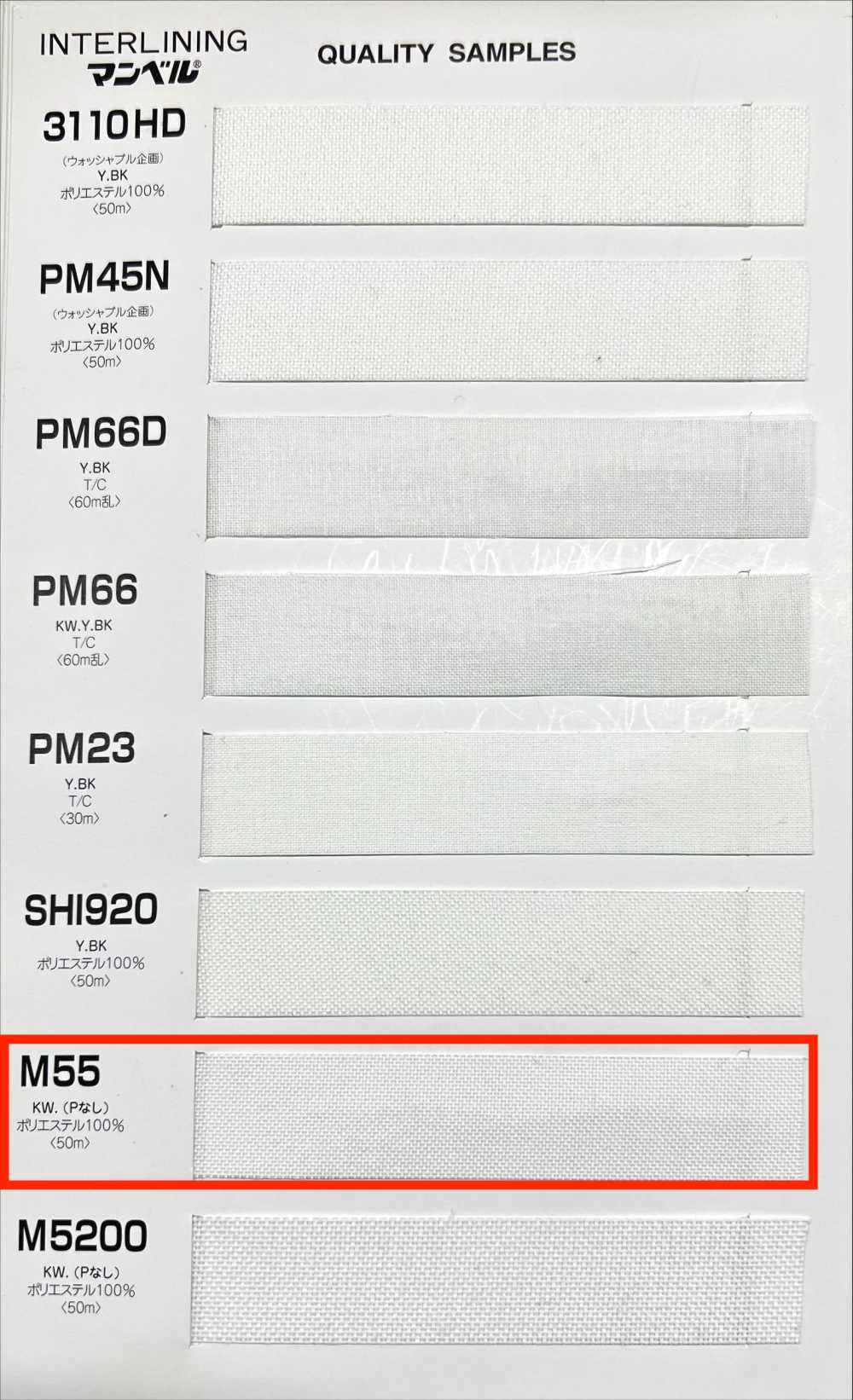 M55 Invel Fusible Interlining, Medium Soft Type Manvel