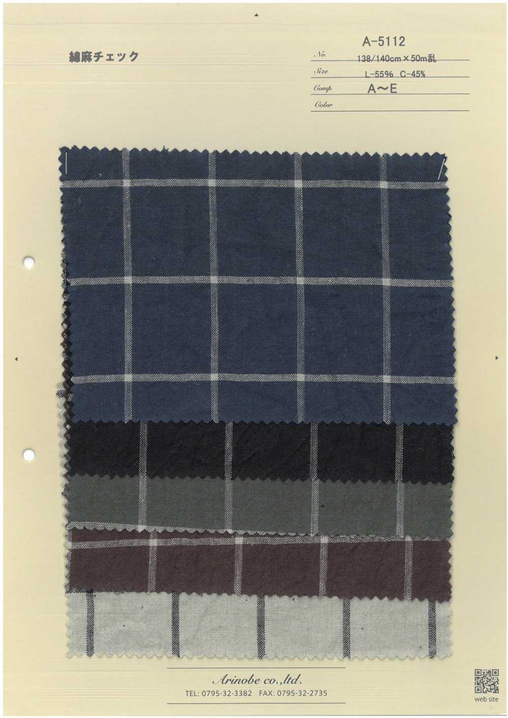 A-5112 Linen Check[Textile / Fabric] ARINOBE