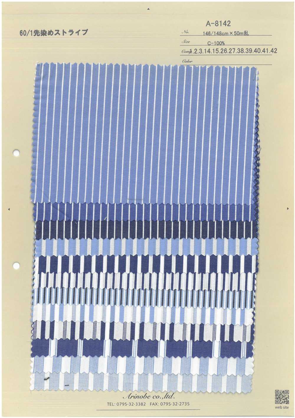 A-8142 60/1 Yarn Dyed Stripes[Textile / Fabric] ARINOBE