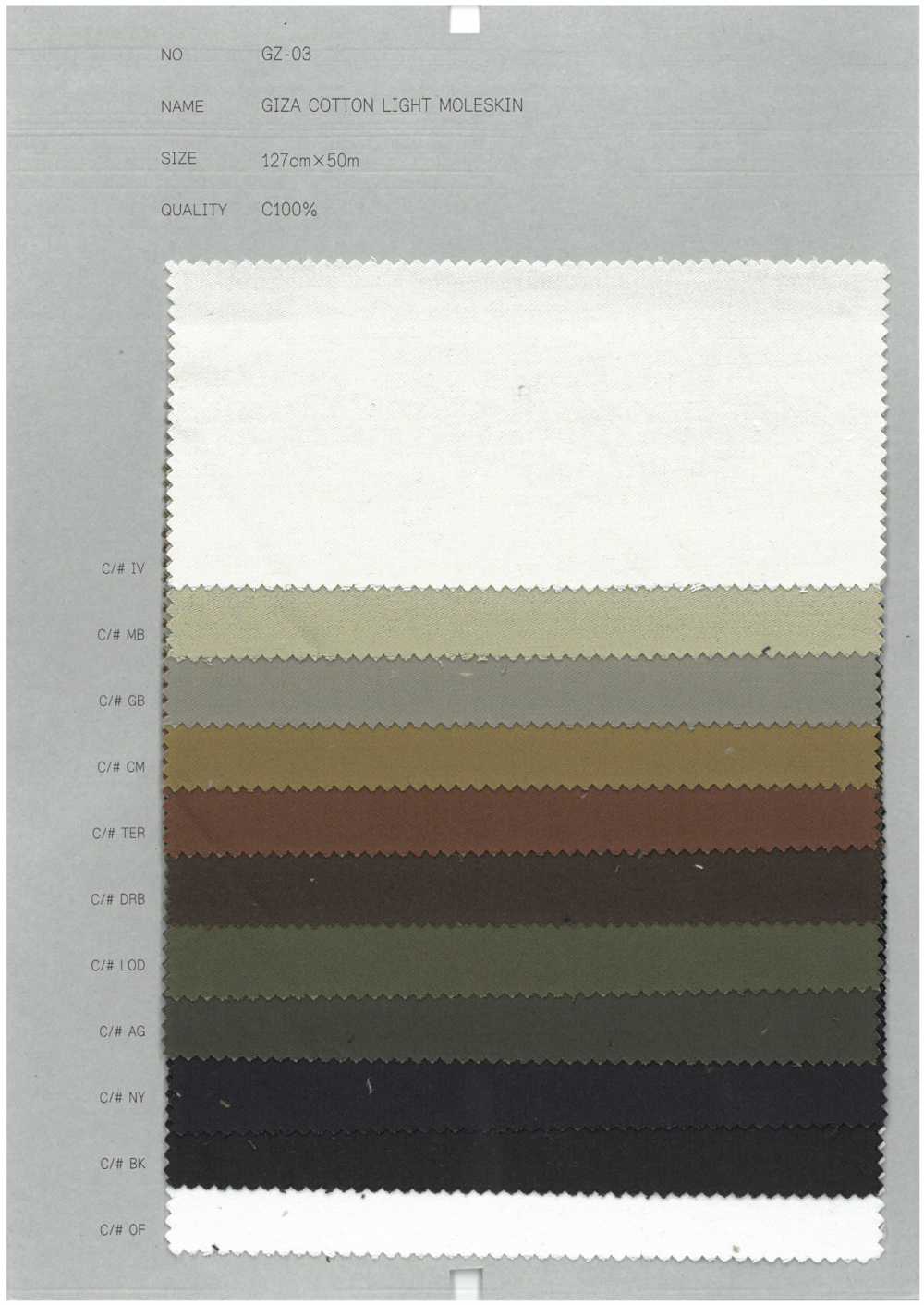 GZ-03 Giza Cotton Light Moleskin[Textile / Fabric] COLLECT