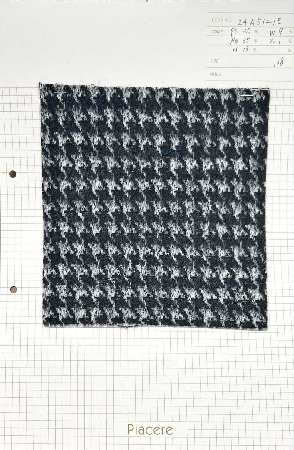 24A5121E Houndstooth Mohair Shaggy Jacquard[Textile / Fabric] Piacere