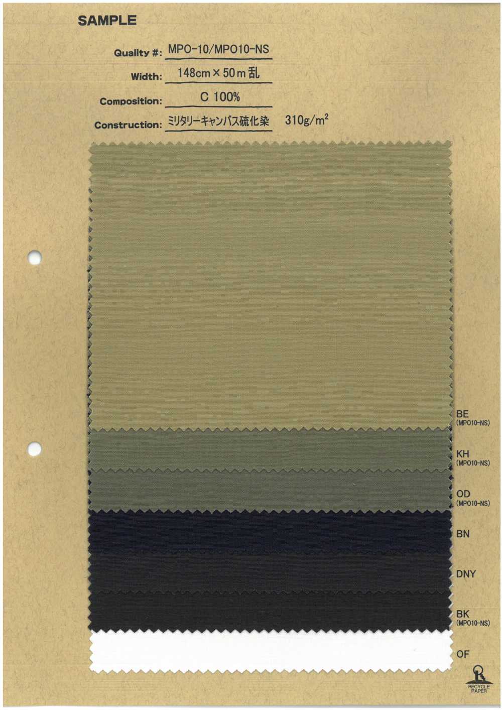 MPO-10 Military Canvas Sulfur Dyeing[Textile / Fabric] No Name