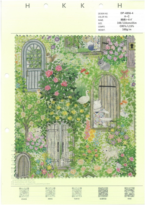 DP-4856-4 Secret Garden Linen Loomstate Sheeting[Textile / Fabric] HOKKOH