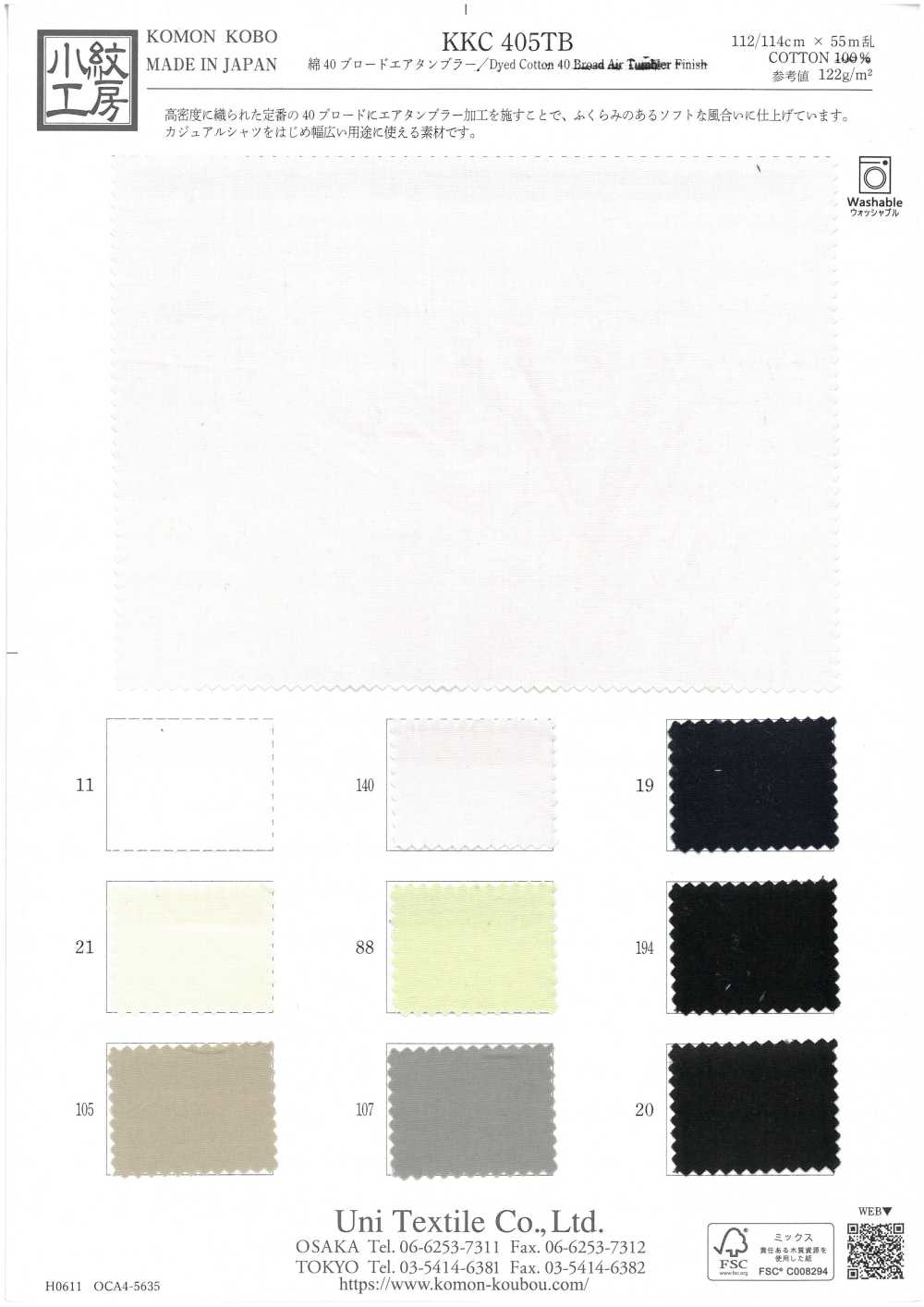 KKC405TB Cotton 40 Broadcloth Air Tunbler[Textile / Fabric] Uni Textile(Komon Studio)