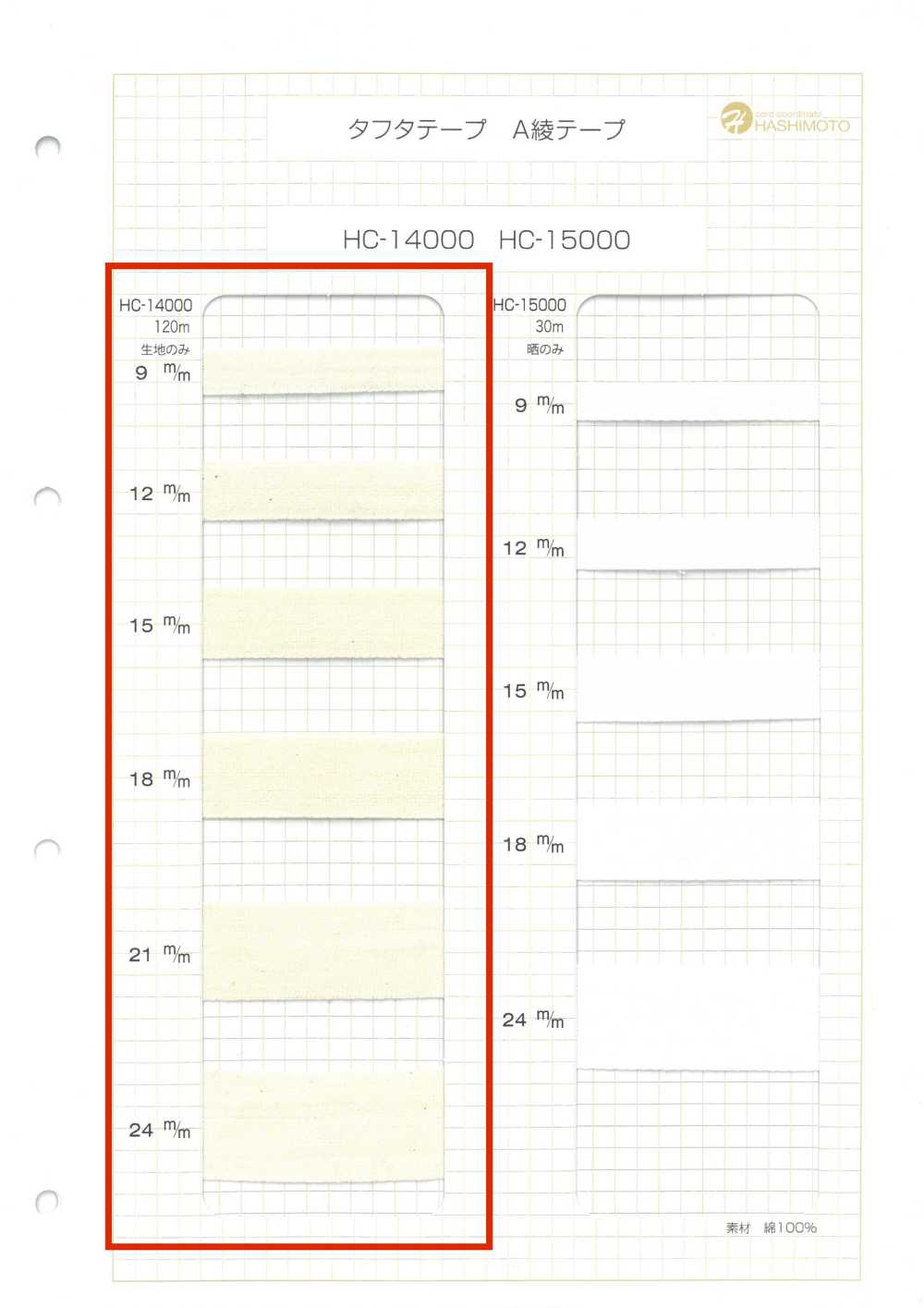 HC-14000 Cotton Taffeta Tape[Ribbon Tape Cord] No Name