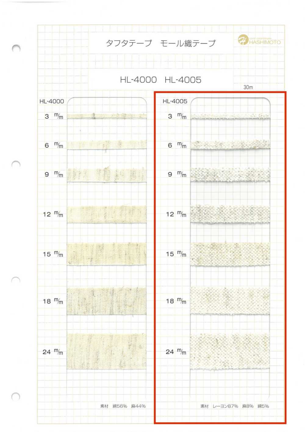 HL-4005 Linen Blend Mall Tape[Ribbon Tape Cord] No Name