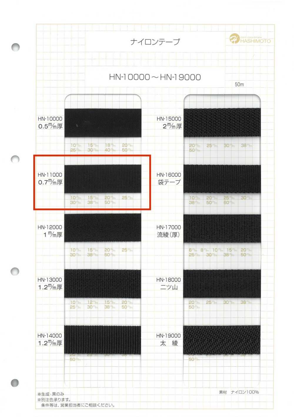 HN-11000 0.7mm Thick Nylon Tape[Ribbon Tape Cord] No Name