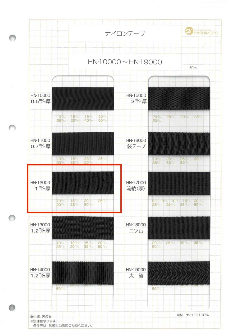 HN-12000 1mm Thick Nylon Tape[Ribbon Tape Cord] No Name