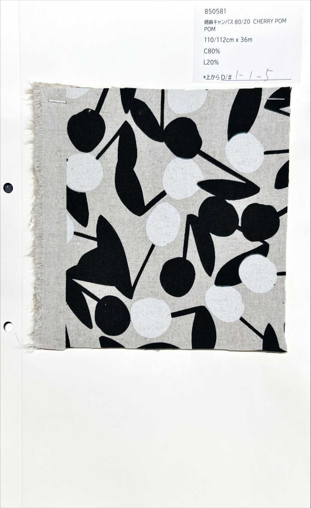 850581 Linen Canvas 80/20 CHERRY POM[Textile / Fabric] VANCET
