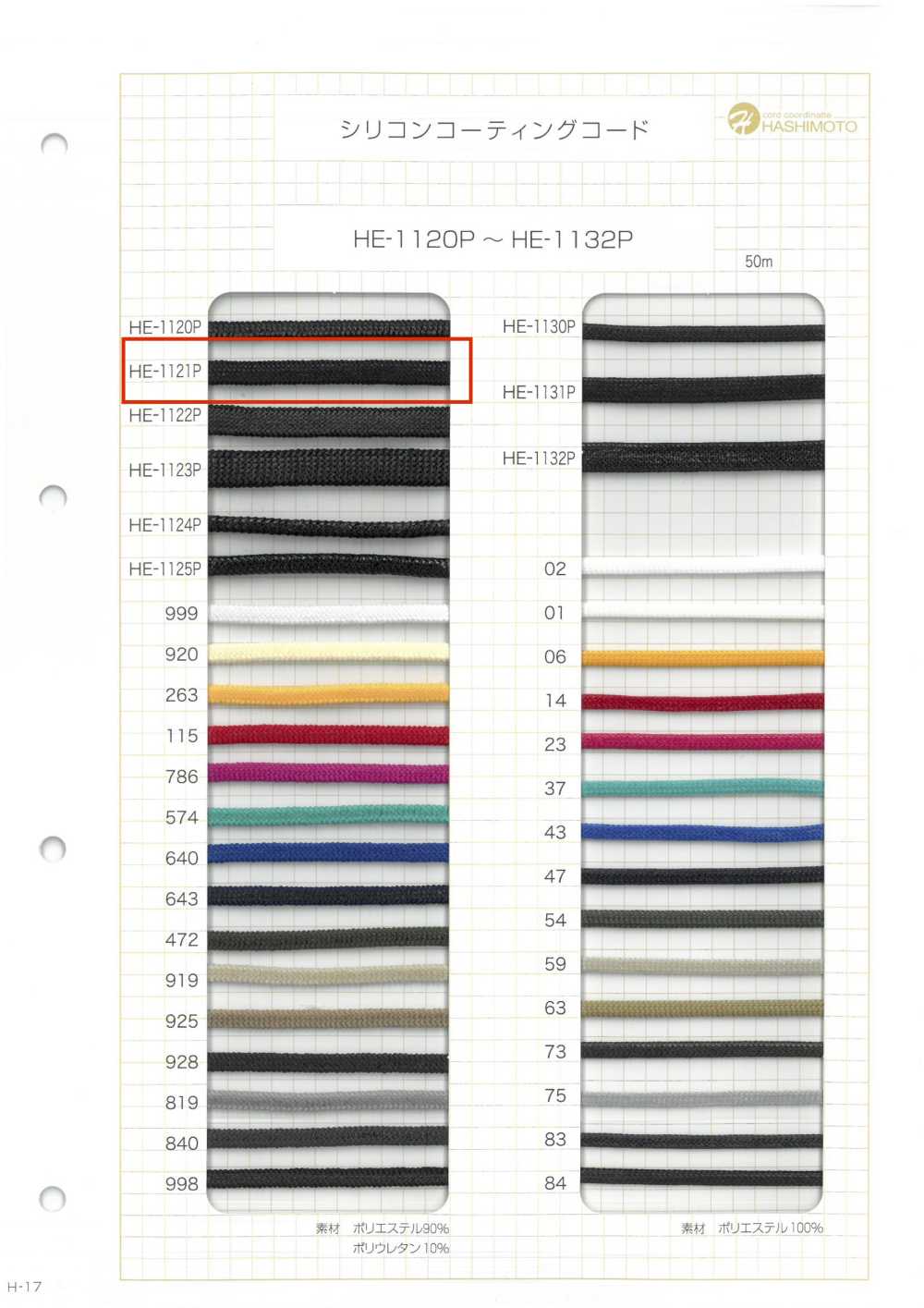 HE-1121P Silicone Coated Cord MU[Ribbon Tape Cord] No Name