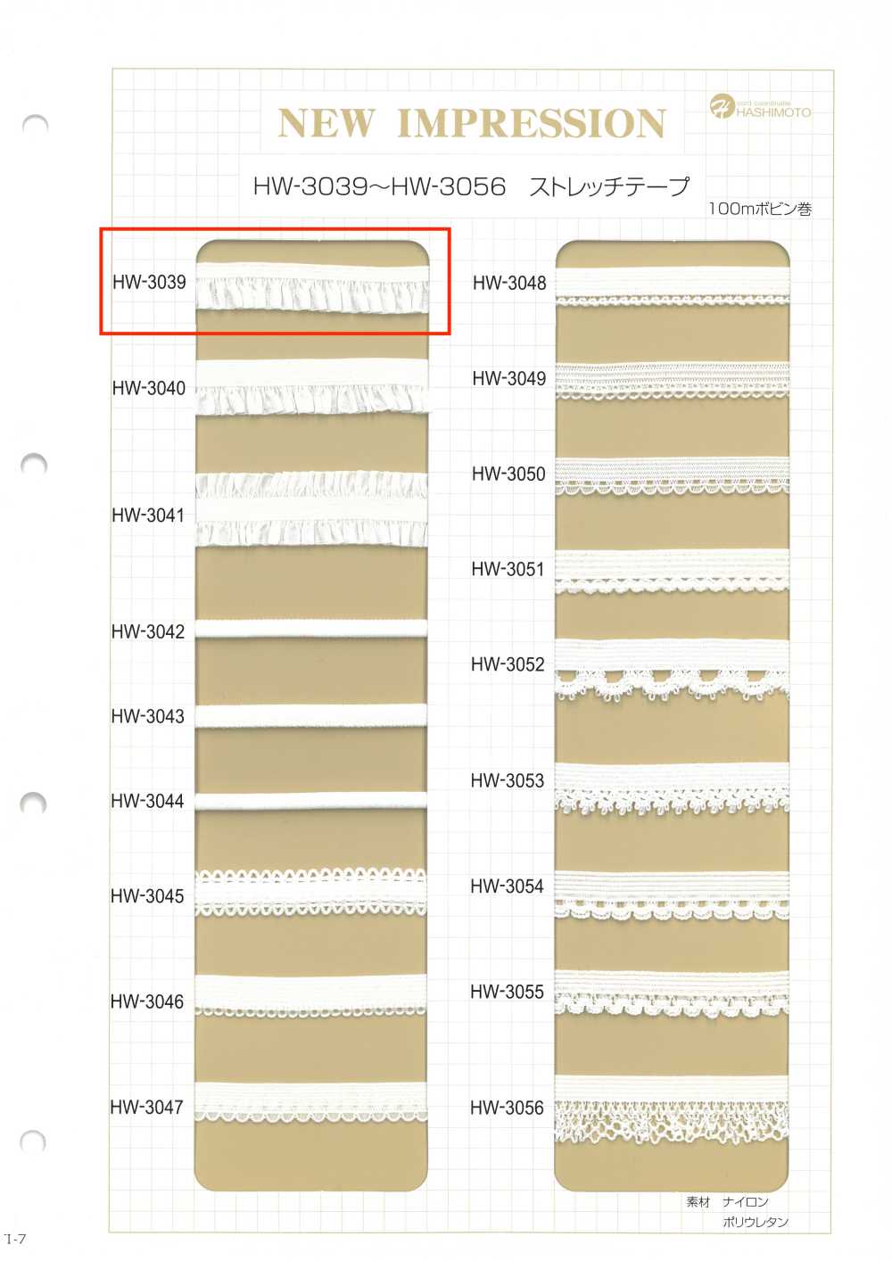 HW-3039 Nylon Frill Stretch Tape[Ribbon Tape Cord] No Name