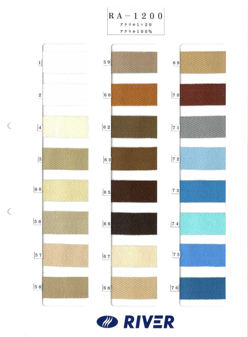 RA-1200 Acrylic Twill Tape[Ribbon Tape Cord] RIVER