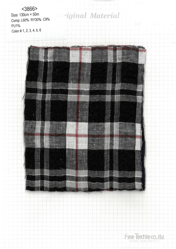 3866 Linen Rayon Check[Textile / Fabric] Fine Textiles