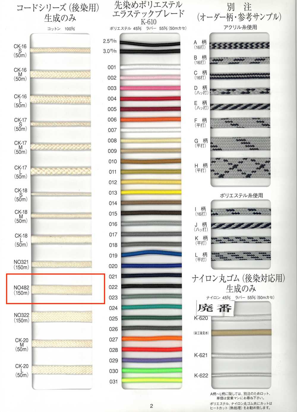 NO482 Cotton Cord For Piece Dyeing[Ribbon Tape Cord] RIVER