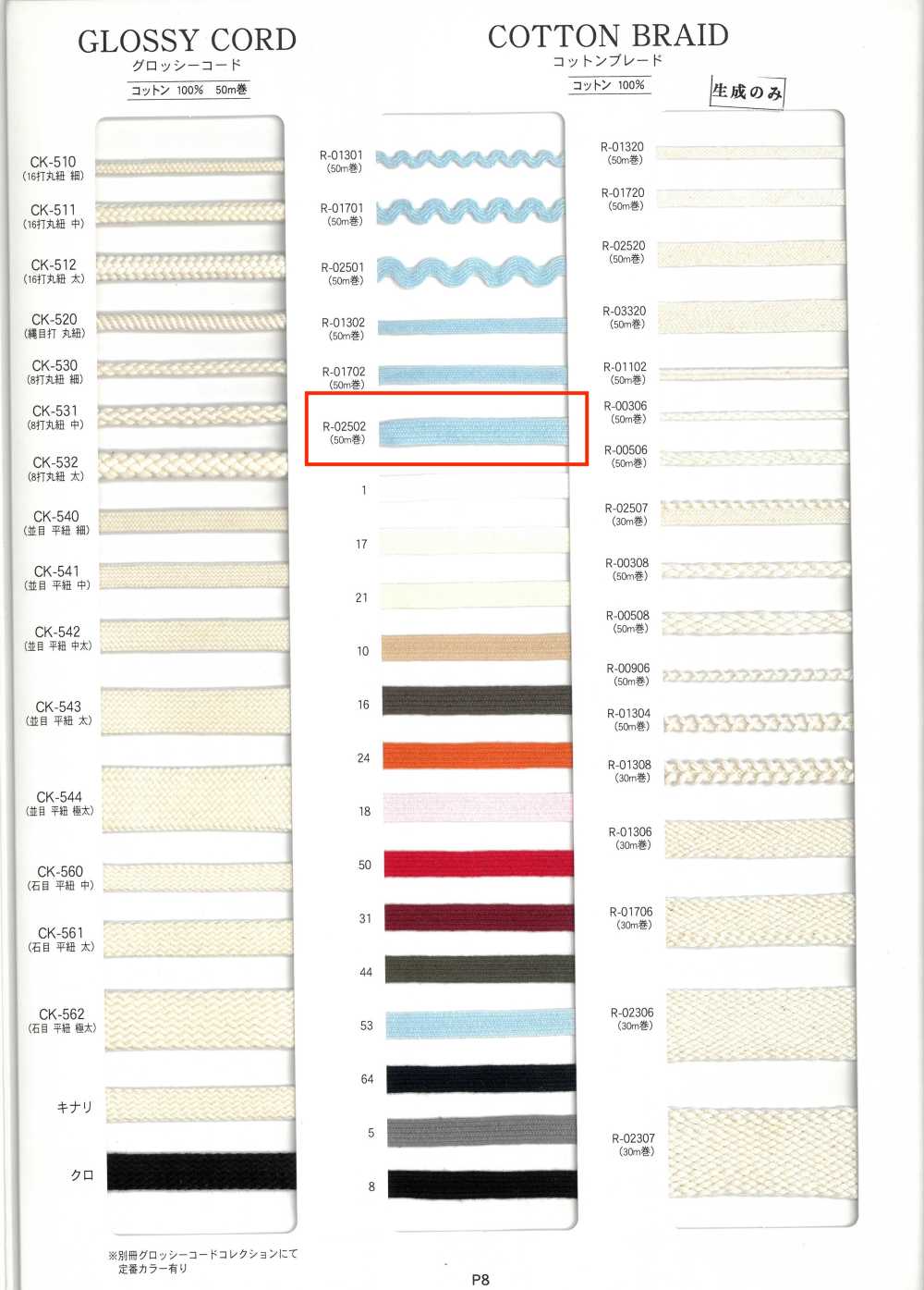 R-02502 [Ribbon Tape Cord] RIVER