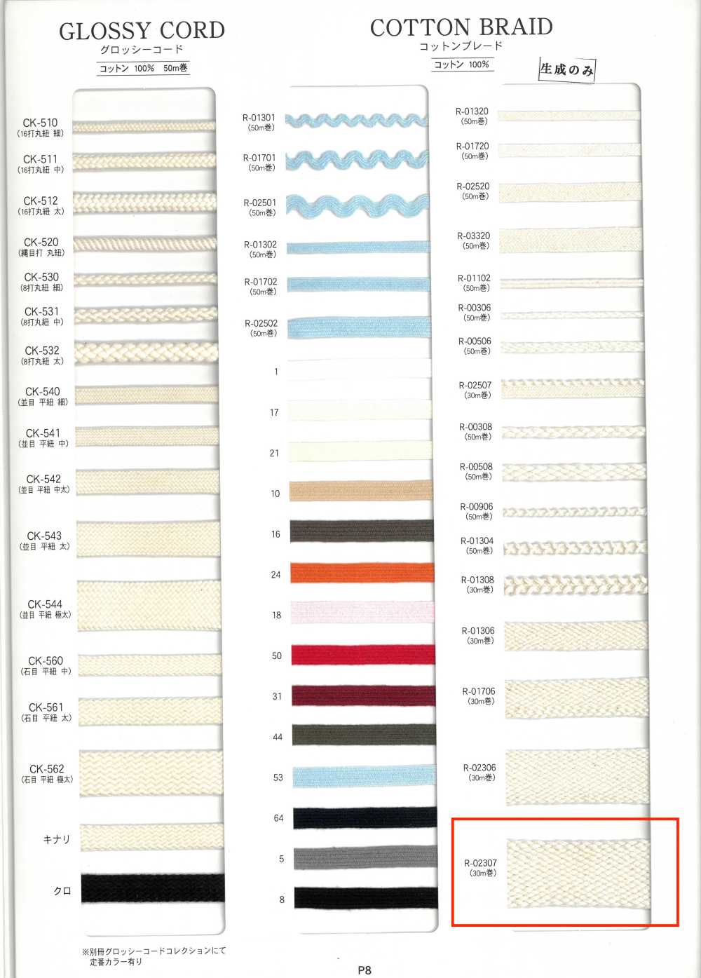 R-02307 Cotton Braid[Ribbon Tape Cord] RIVER