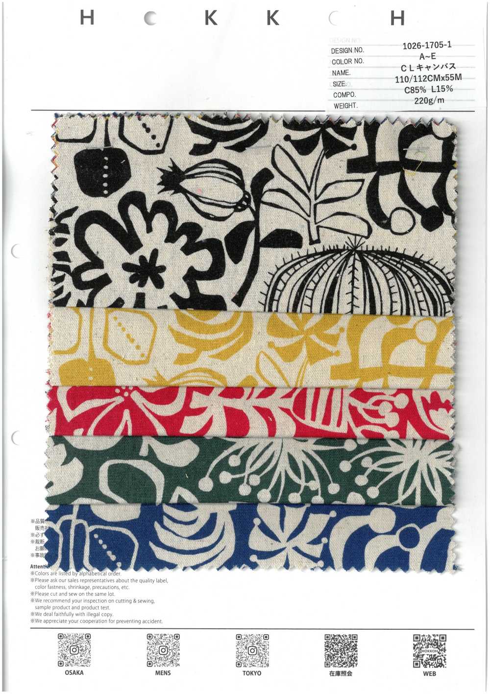 1026-1705-1 CL Canvas Nordic[Textile / Fabric] HOKKOH